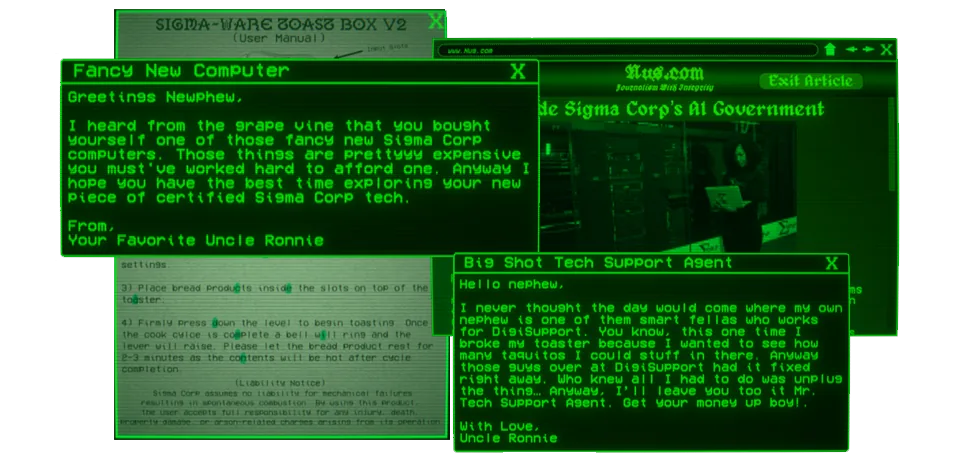 Crash story scene shown through the in-game interface